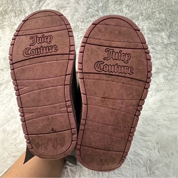 Juicy Couture Toddler Girls Gray Suede Faux Fur Boots Size 9M Embossed Logo - Picture 5 of 7